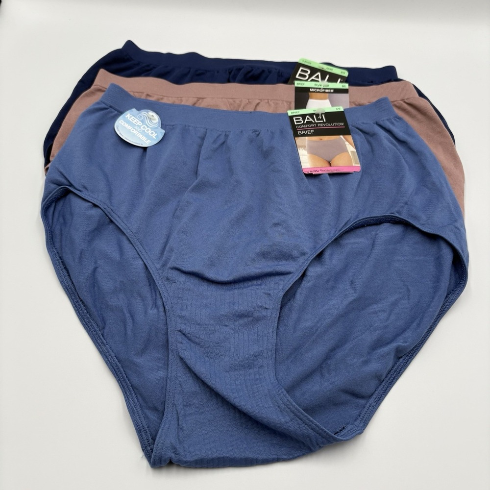 BALI comfort revolution BRIEFS 3 Pair microfiber Multicolor Women's Size‎ 8/9